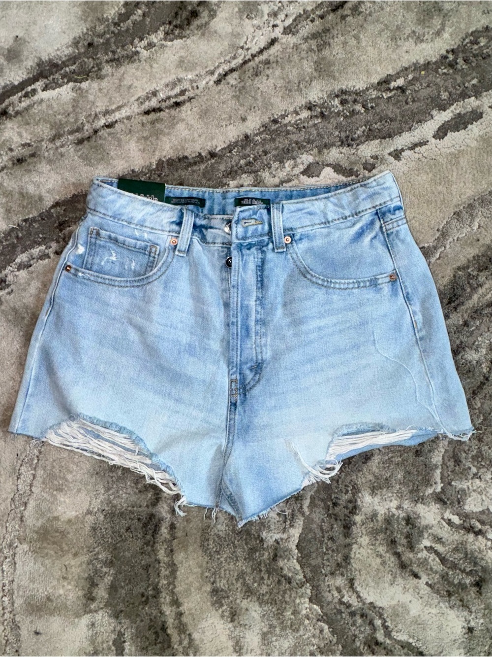 wild fable Light Wash Distressed High-Rise Denim Cutoff Shorts - Picture 2 of 5
